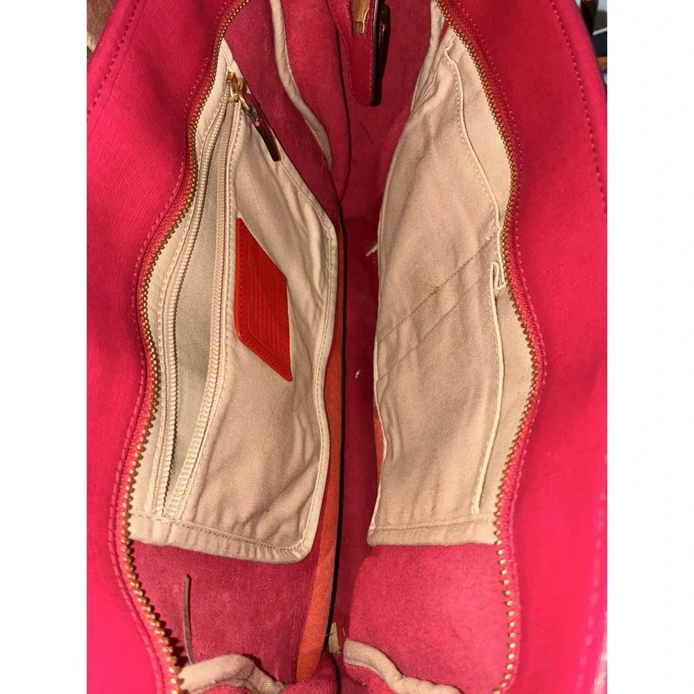 Coach NYC Tote Bag‎ Pink Red Leather Gold Hardware